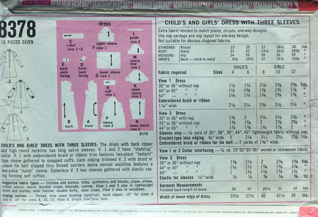 Simplicity 8378 Sewing Pattern (Vintage) UNCUT