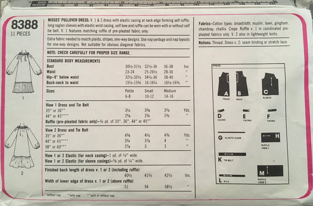 Simplicity 8388 Sewing Pattern (Vintage) CUT