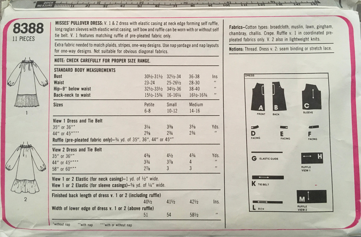 Simplicity 8388 Sewing Pattern (Vintage) CUT