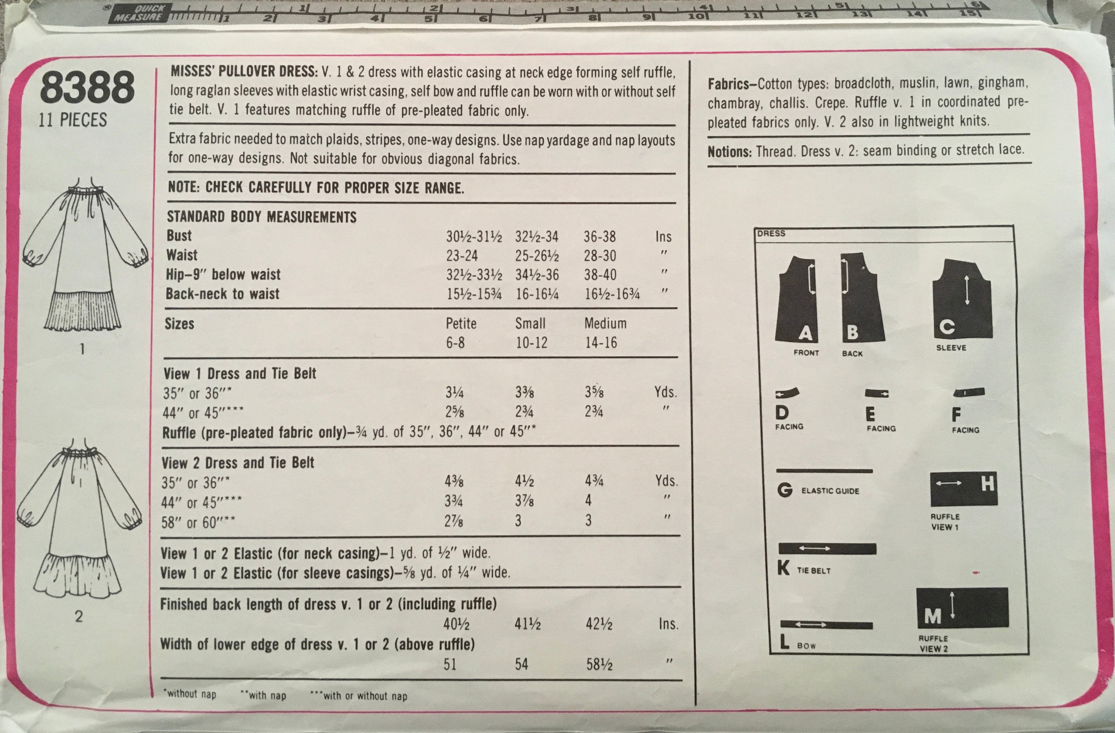 Simplicity 8388 Sewing Pattern (Vintage) CUT
