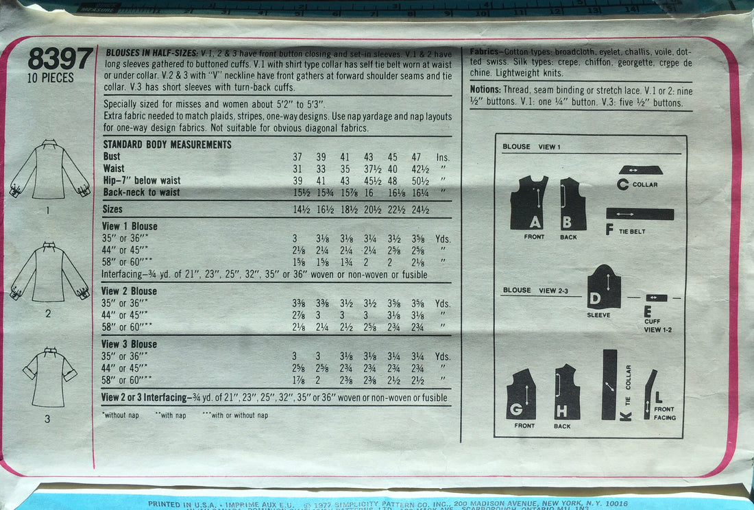 Simplicity 8397 Sewing Pattern (Vintage) CUT