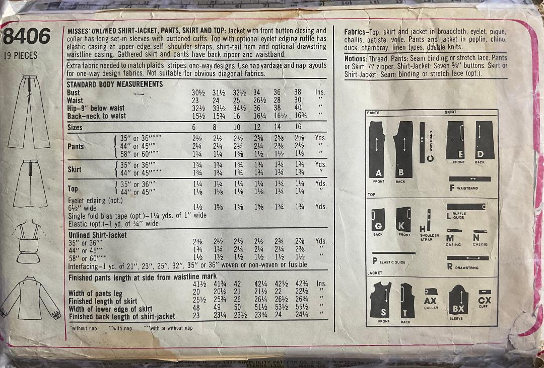 Simplicity 8406 Sewing Pattern (Vintage) CUT