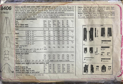 Simplicity 8406 Sewing Pattern (Vintage) CUT