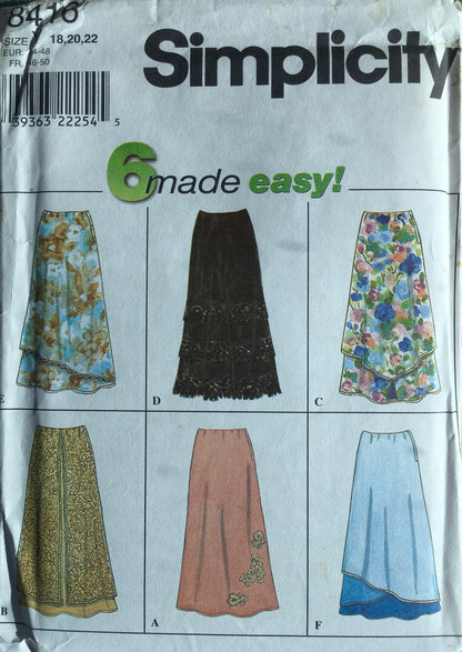 Simplicity 8416 Sewing Pattern (Vintage) UNCUT/CUT