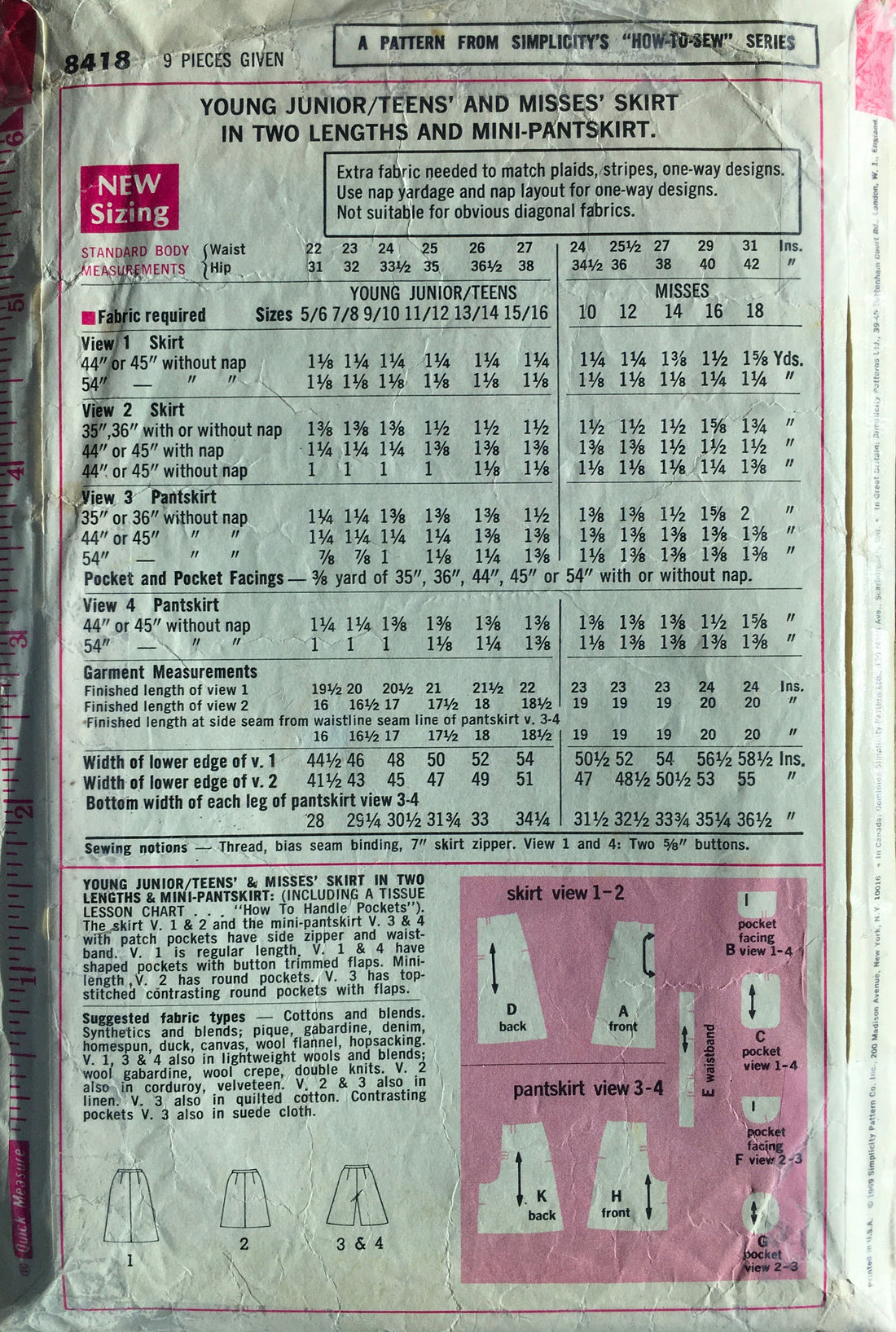 Simplicity 8418 Sewing Pattern (Vintage) CUT