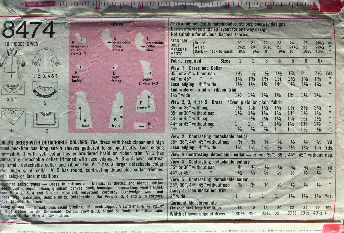 Simplicity 8474 Sewing Pattern (Vintage) CUT
