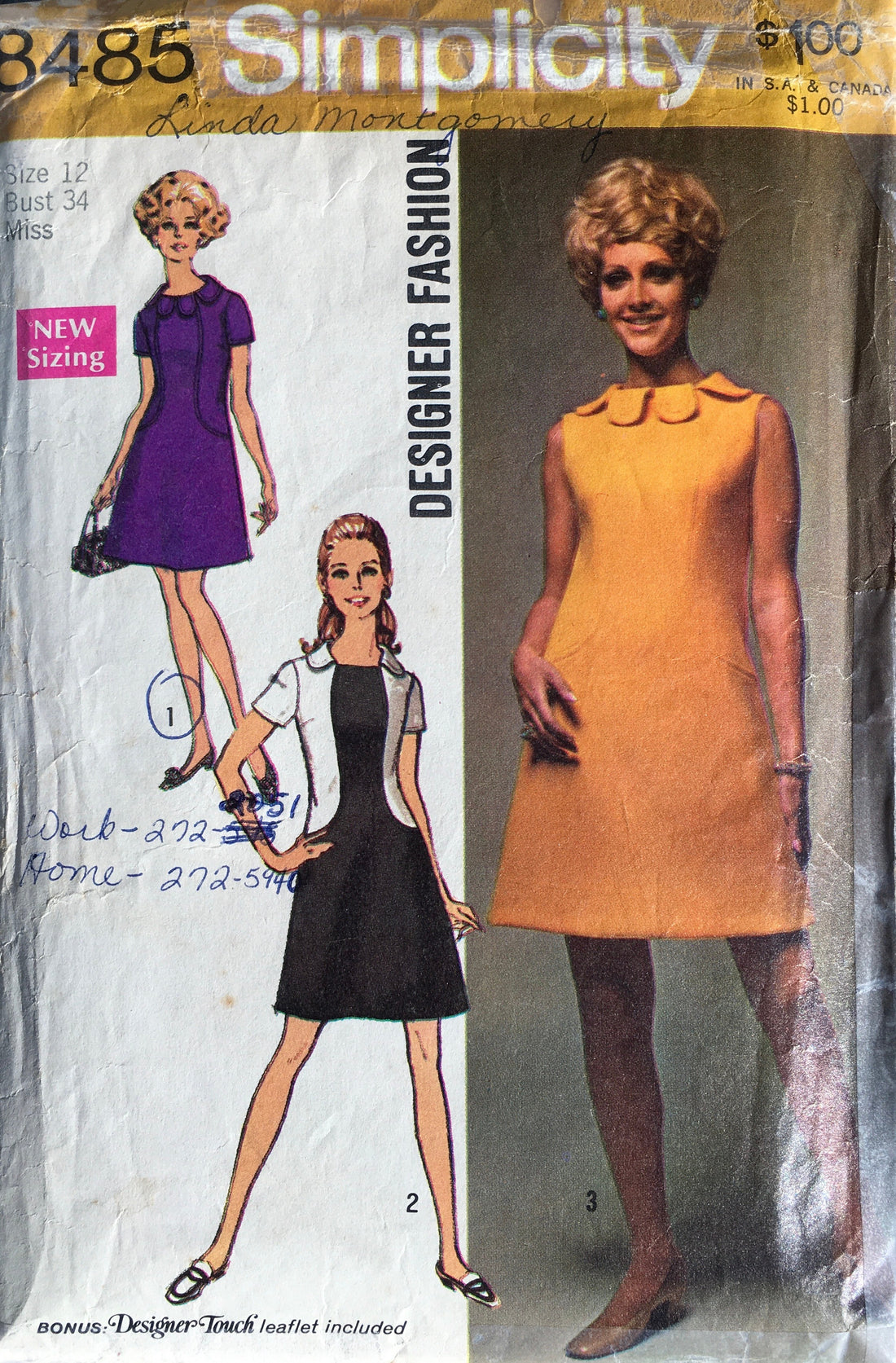 Simplicity 8485 Sewing Pattern (Vintage) CUT