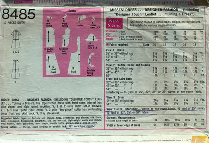 Simplicity 8485 Sewing Pattern (Vintage) CUT