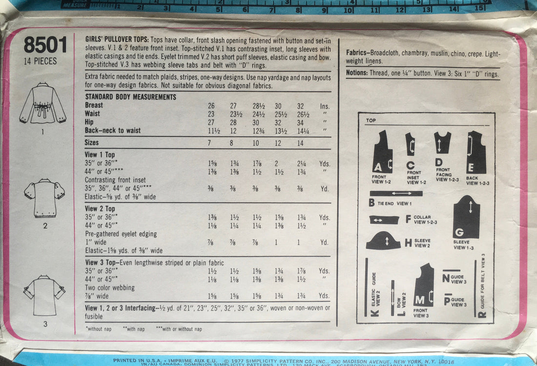 Simplicity 8501 Sewing Pattern (Vintage) CUT