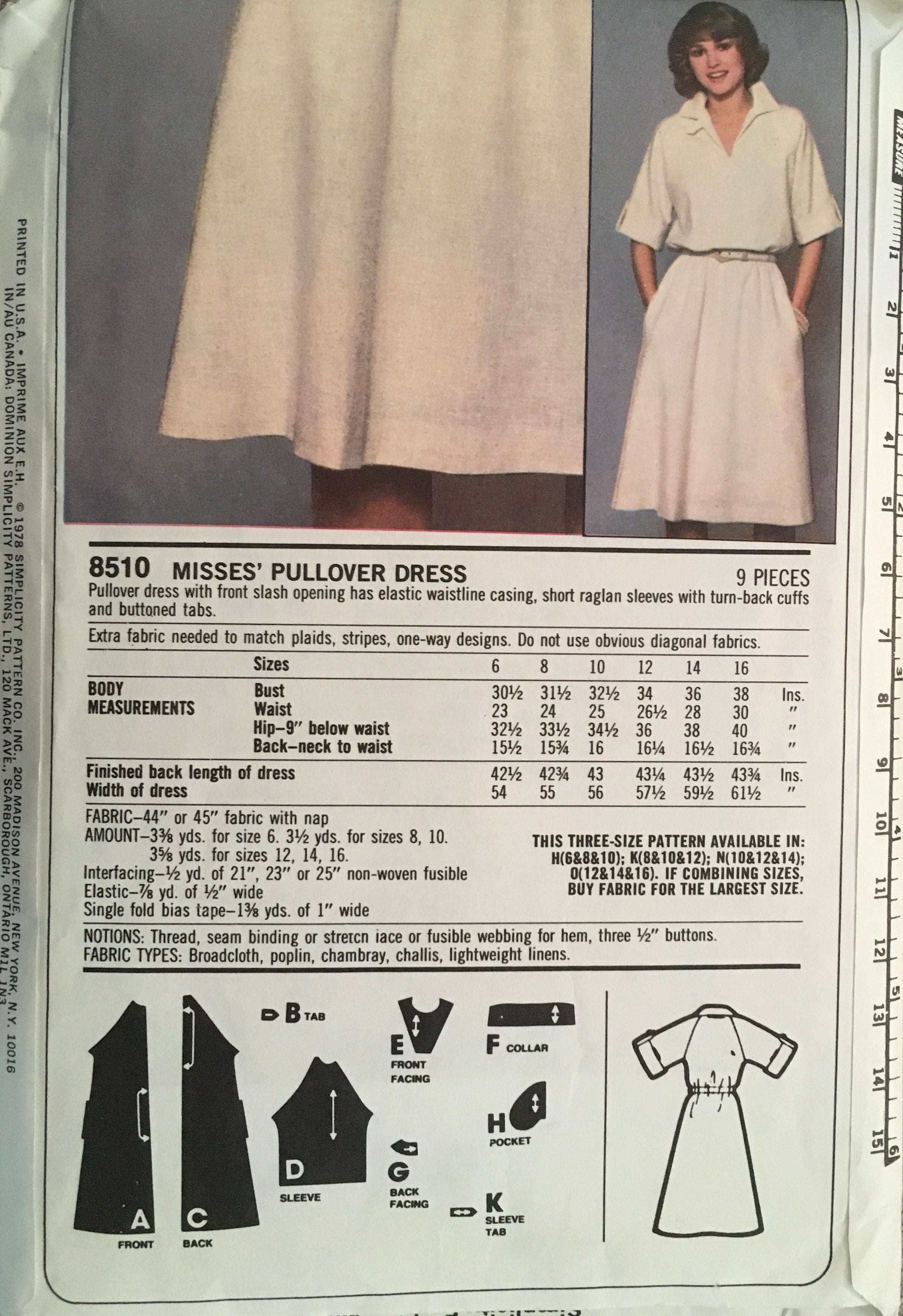 Simplicity 8510 Sewing Pattern (Vintage) CUT