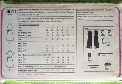 Simplicity 8511 Sewing Pattern (Vintage) CUT