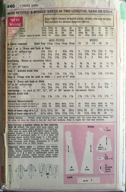Simplicity 8540 Sewing Pattern (Vintage) CUT