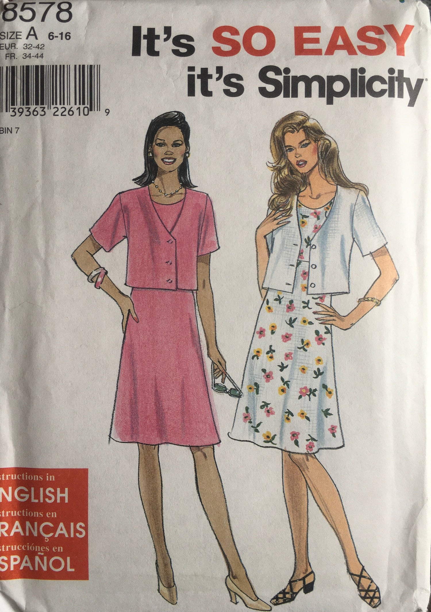 Simplicity 8578 Sewing Pattern (Vintage) UNCUT