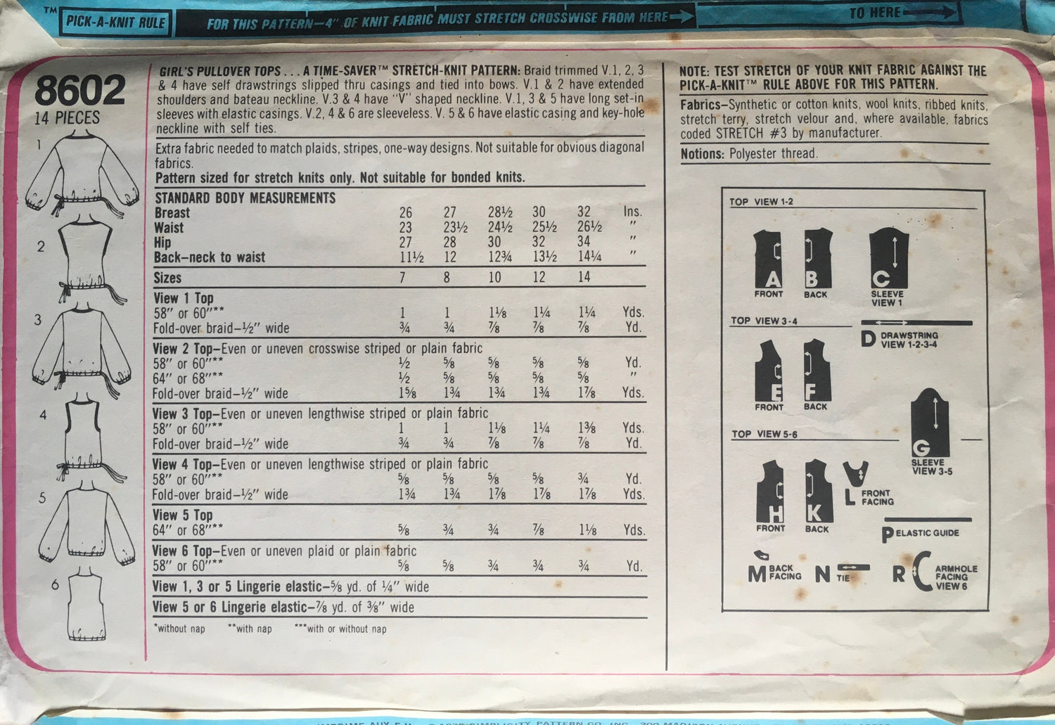 Simplicity 8602 Sewing Pattern (Vintage) CUT