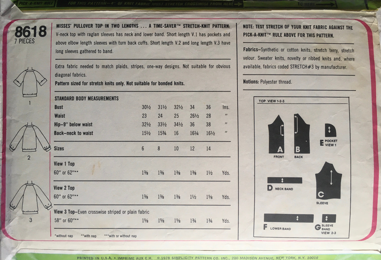 Simplicity 8618 Sewing Pattern (Vintage) CUT