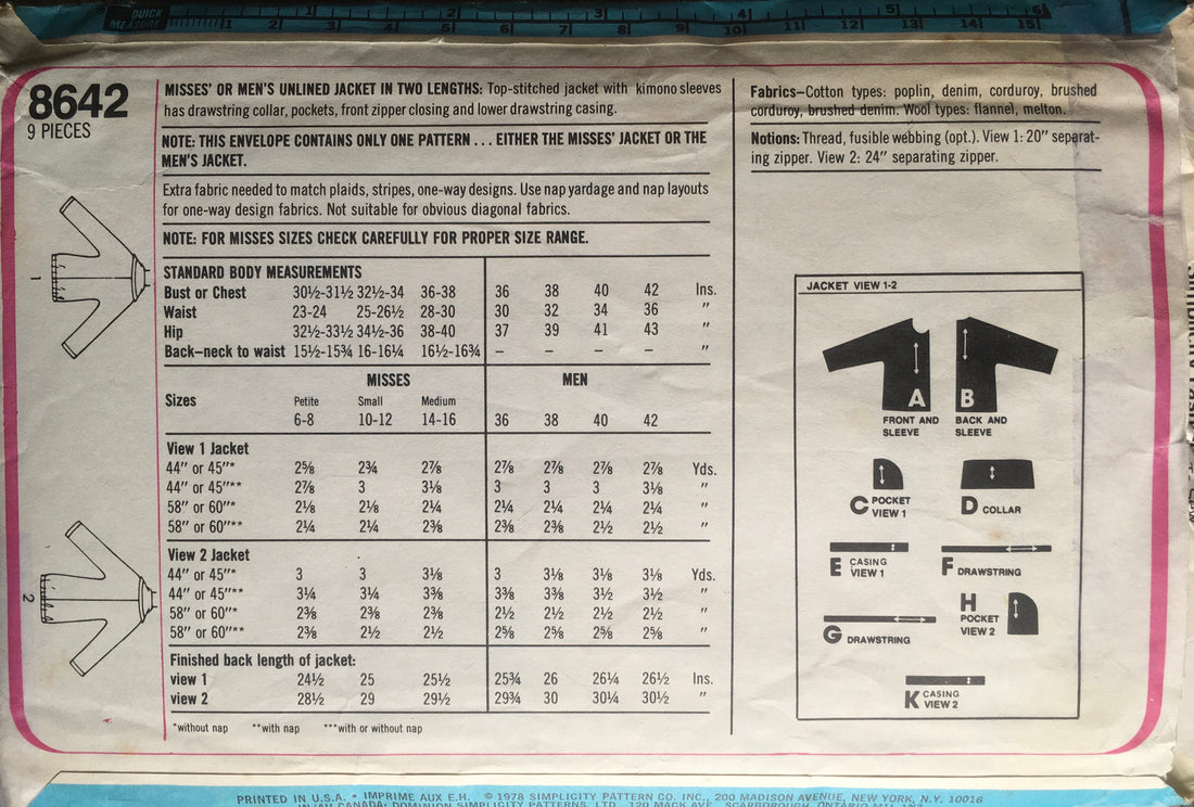 Simplicity 8642 Sewing Pattern (Vintage) CUT