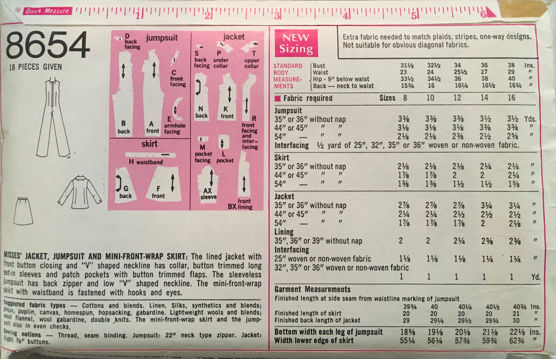 Simplicity 8654 Sewing Pattern (Vintage) CUT