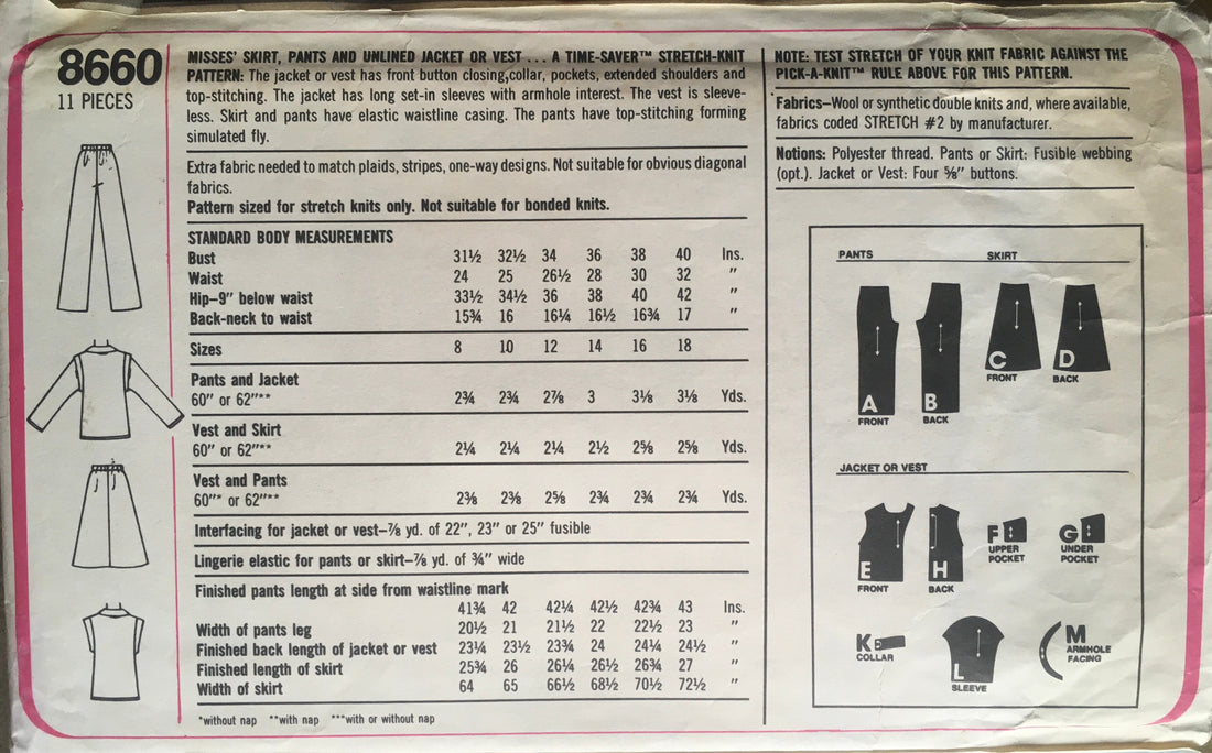Simplicity 8660 Sewing Pattern (Vintage) CUT