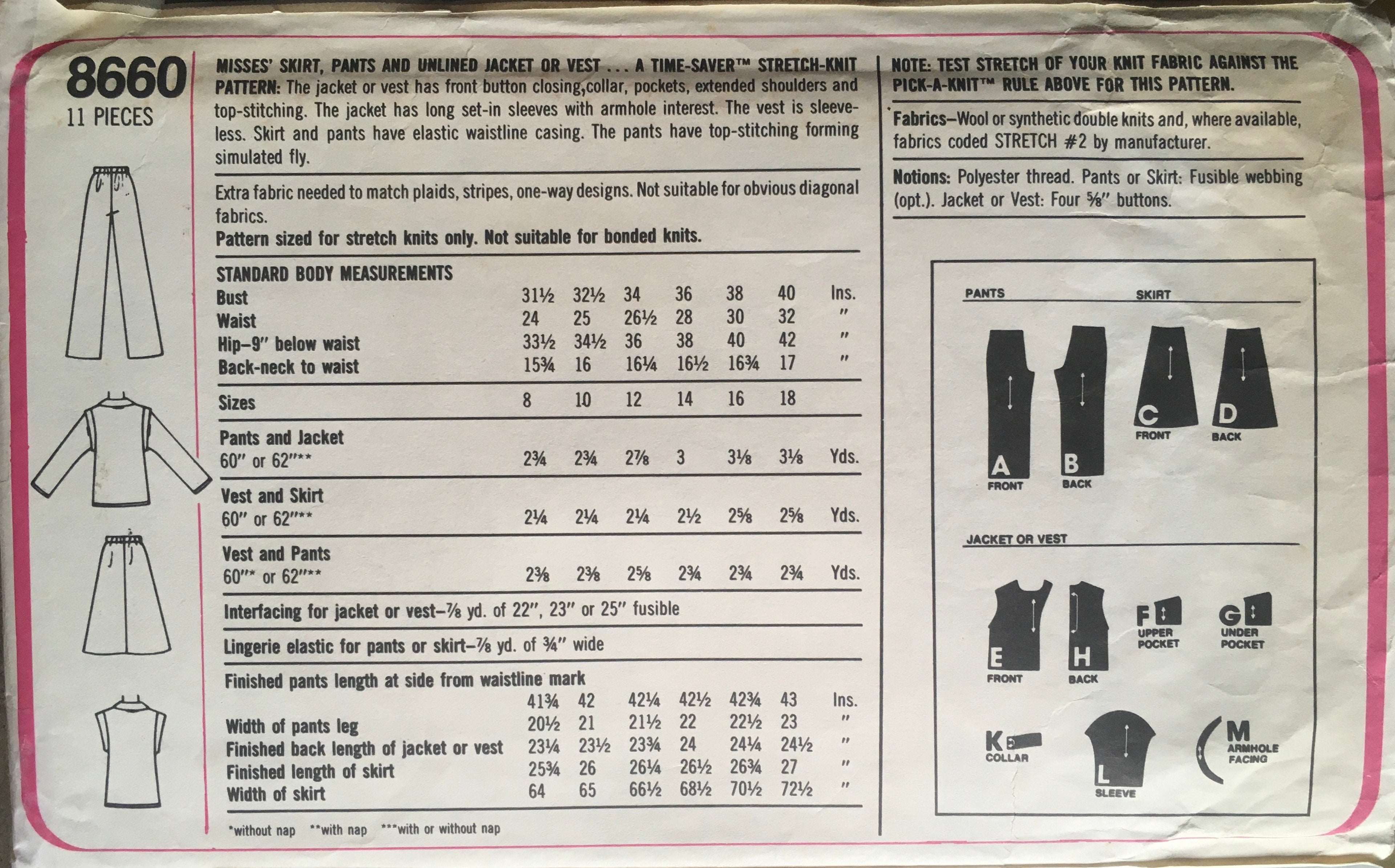 Simplicity 8660 Sewing Pattern (Vintage) CUT
