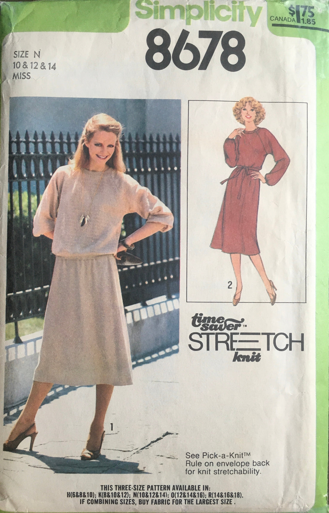 Simplicity 8678 Sewing Pattern (Vintage) UNCUT/CUT