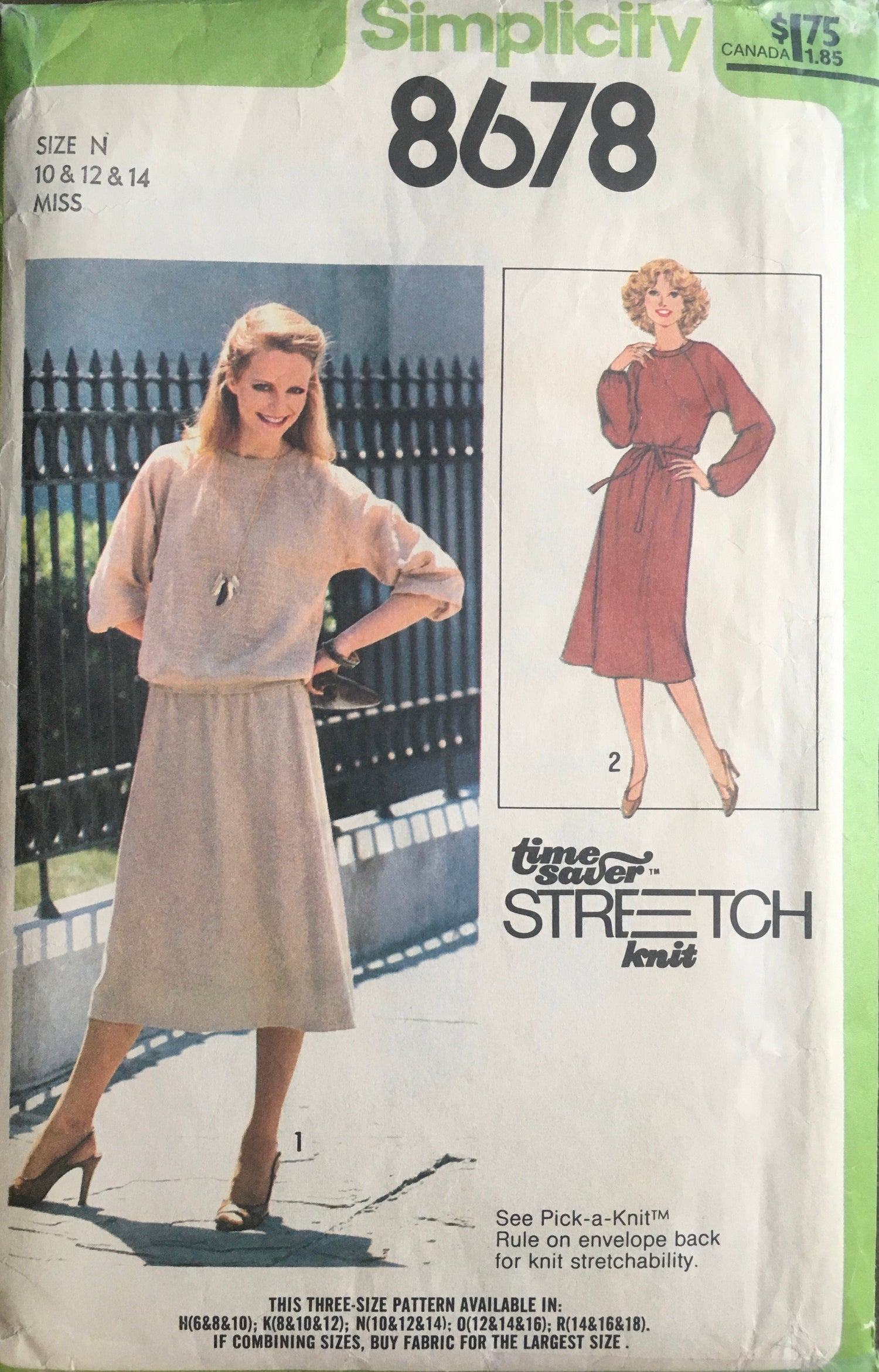 Simplicity 8678 Sewing Pattern (Vintage) UNCUT/CUT