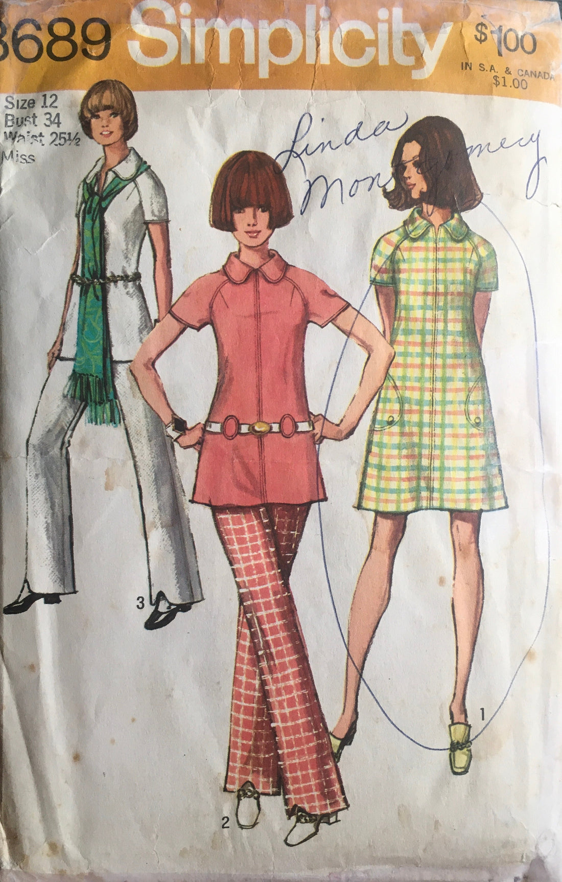 Simplicity 8689 Sewing Pattern (Vintage) CUT