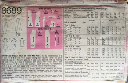 Simplicity 8689 Sewing Pattern (Vintage) CUT