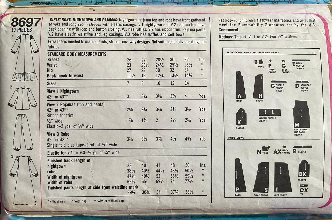 Simplicity 8697 Sewing Pattern (Vintage) CUT