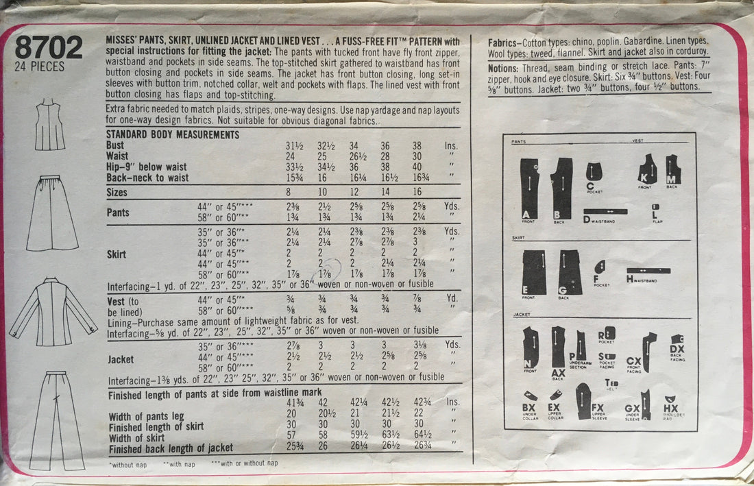 Simplicity 8702 Sewing Pattern (Vintage) UNCUT