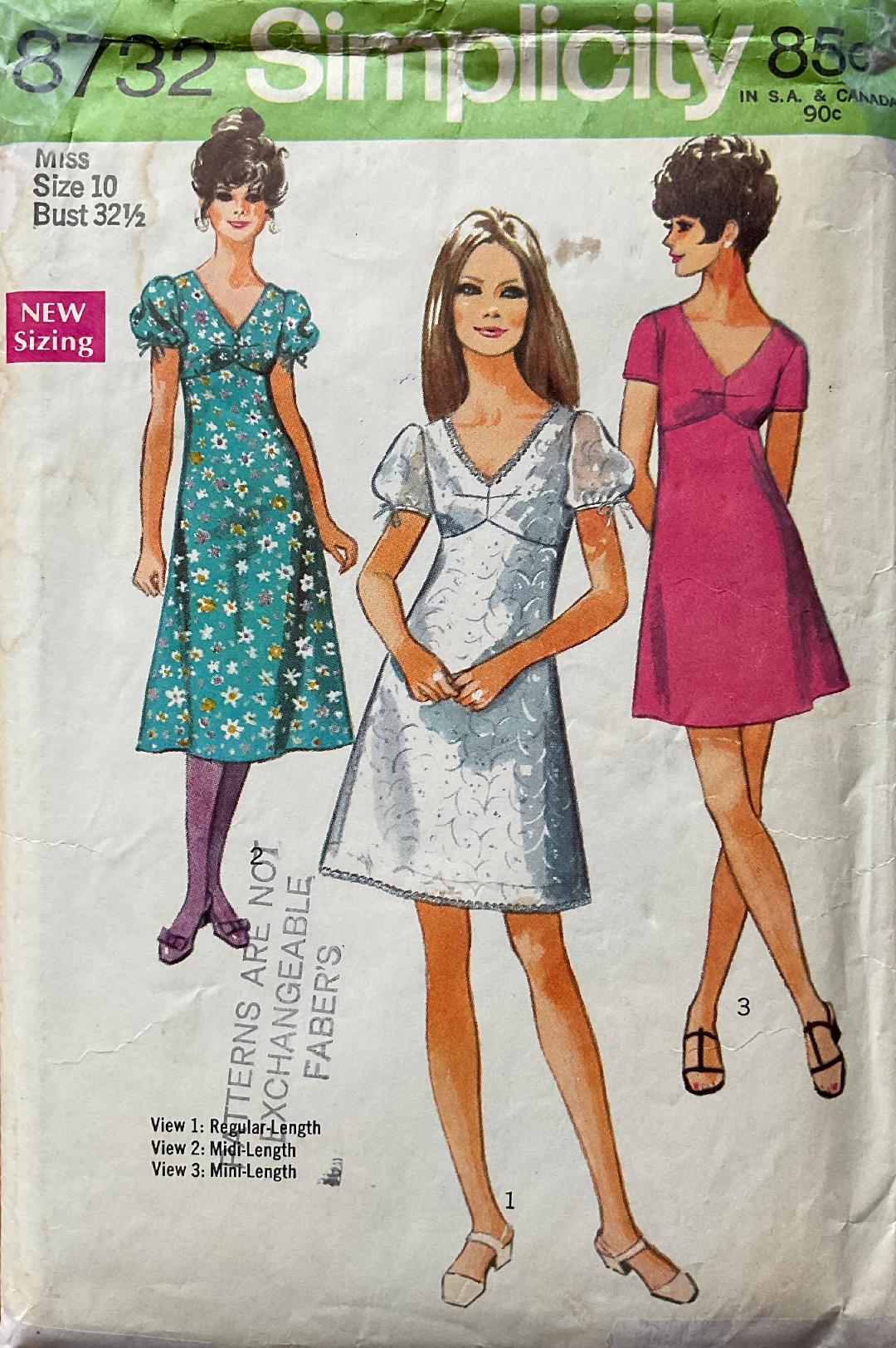 Simplicity 8732 Sewing Pattern (Vintage) CUT