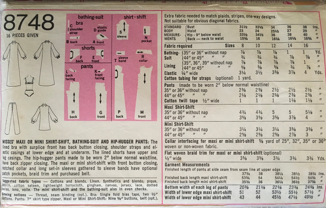Simplicity 8748 Sewing Pattern (Vintage) CUT