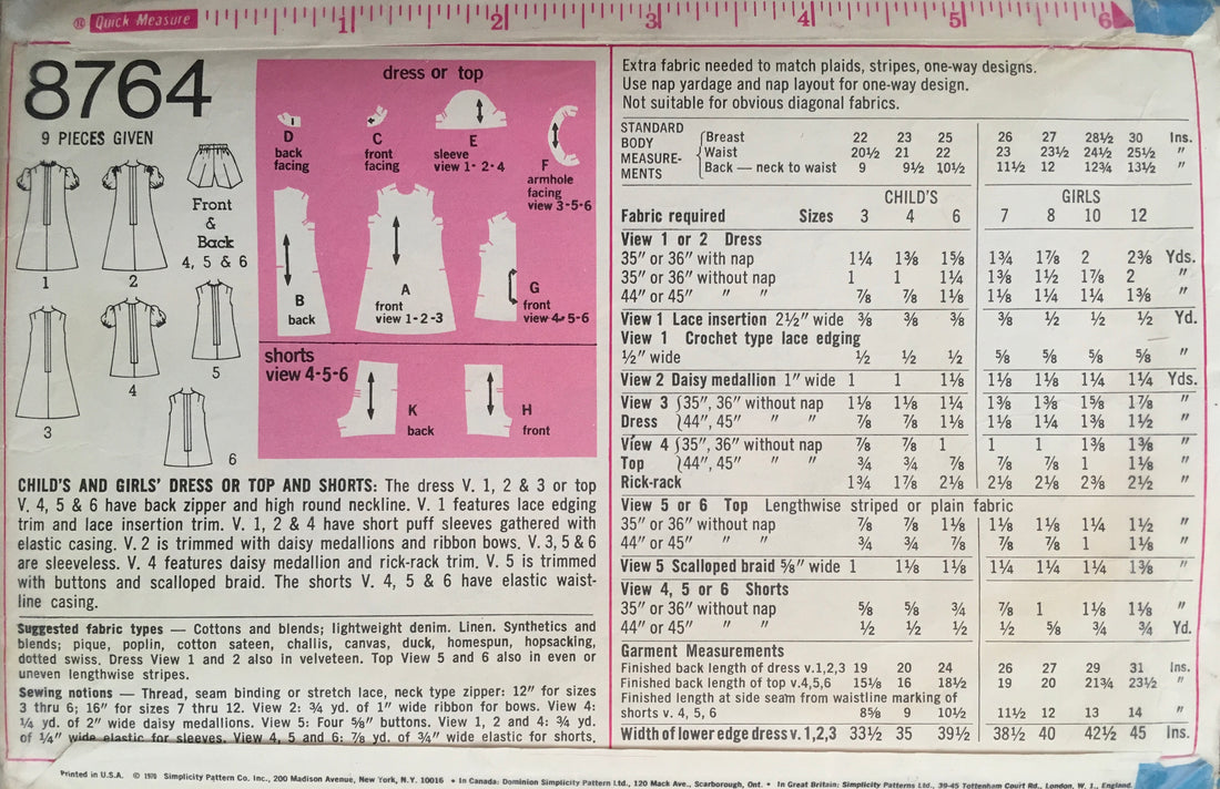 Simplicity 8764 Sewing Pattern (Vintage) CUT