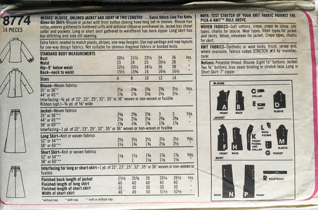 Simplicity 8774 Sewing Pattern (Vintage) CUT