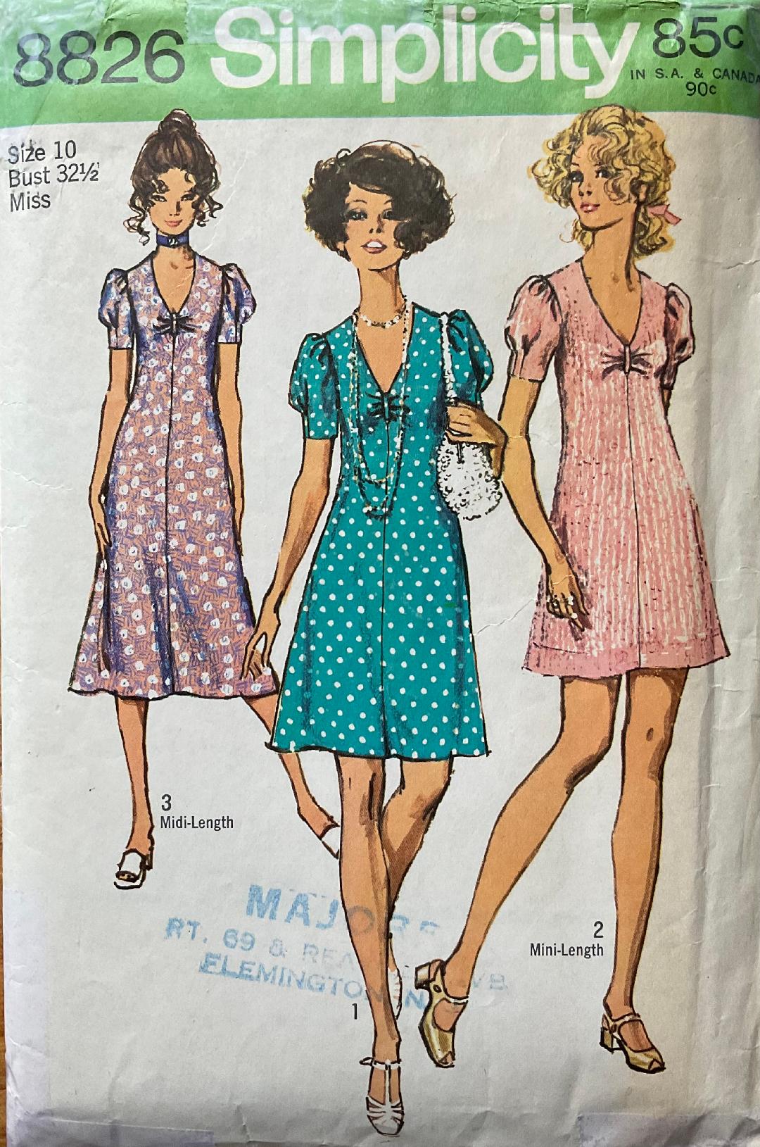 Simplicity 8826 Sewing Pattern (Vintage) CUT