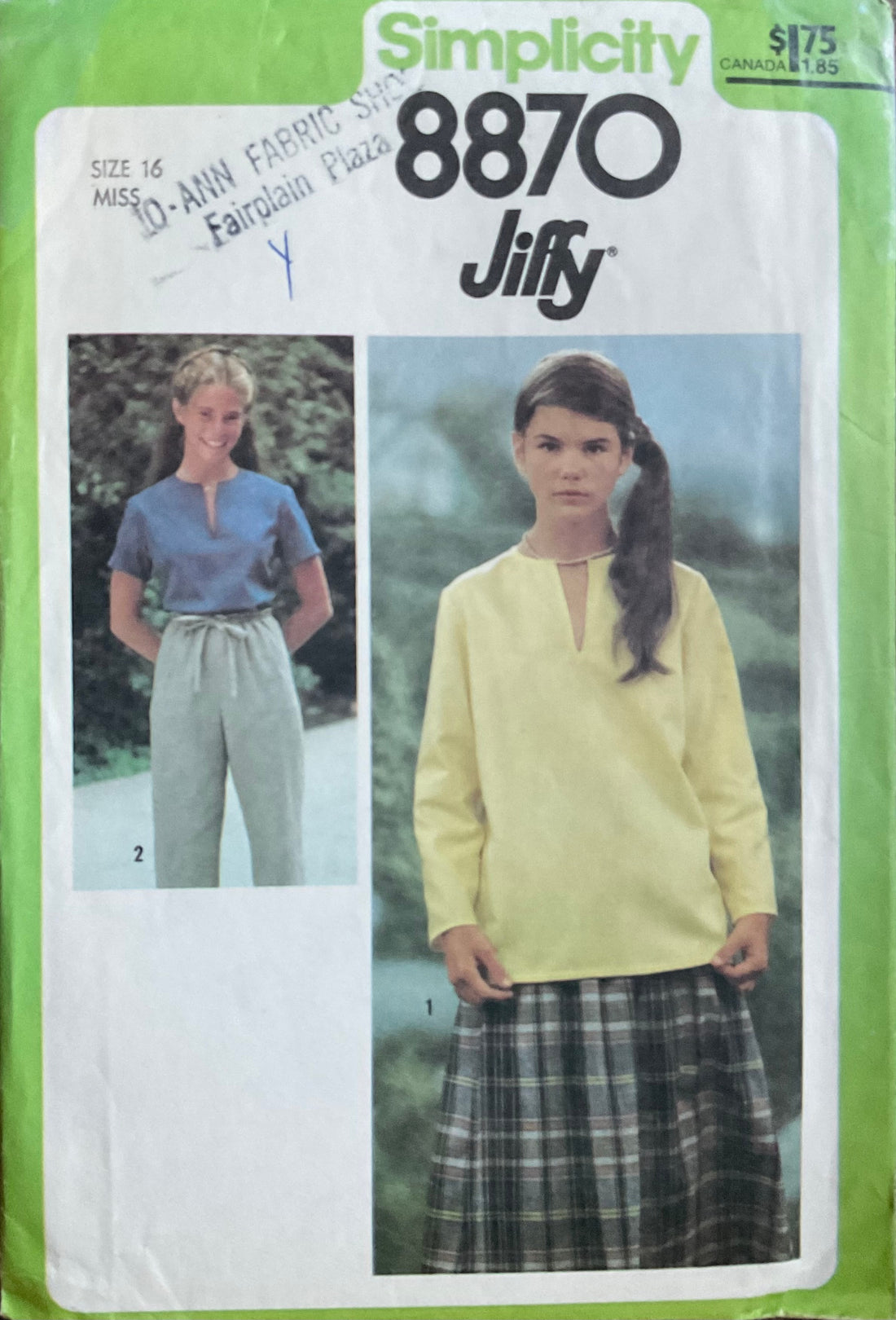 Simplicity 8870 Sewing Pattern (Vintage) UNCUT