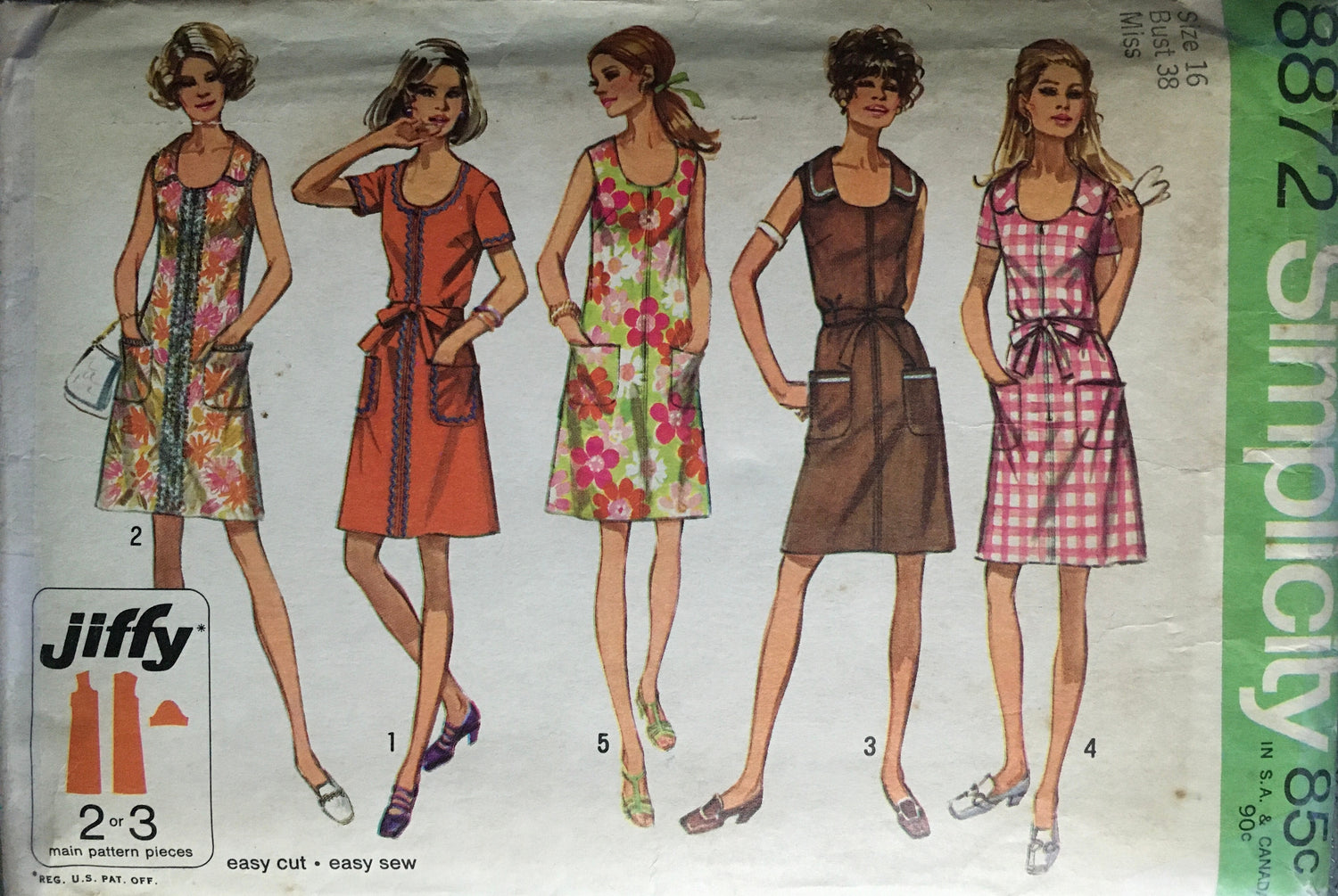 Simplicity 8872 Sewing Pattern (Vintage) CUT