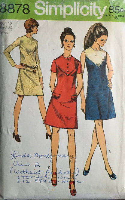 Simplicity 8878 Sewing Pattern (Vintage) CUT