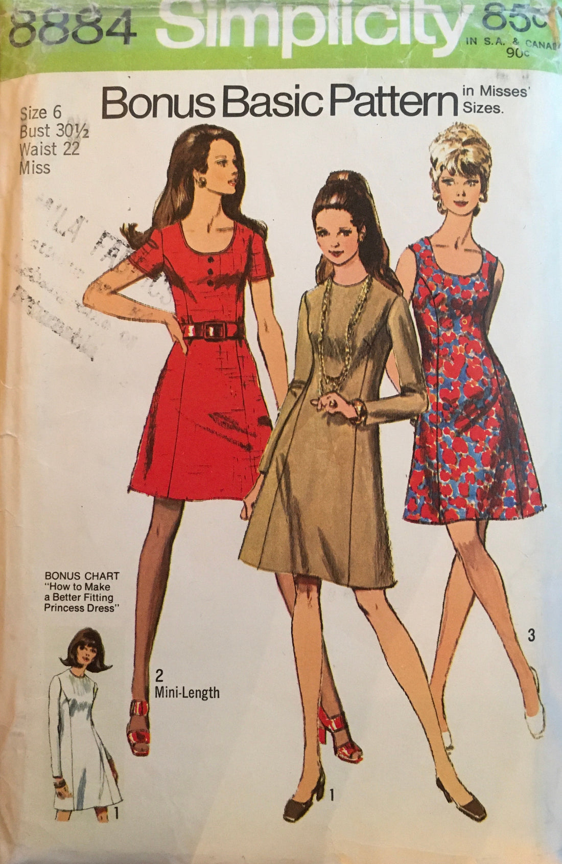 Simplicity 8884 Sewing Pattern (Vintage) CUT