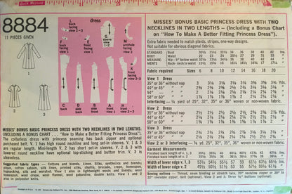 Simplicity 8884 Sewing Pattern (Vintage) CUT