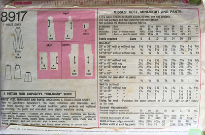 Simplicity 8917 Sewing Pattern (Vintage) CUT