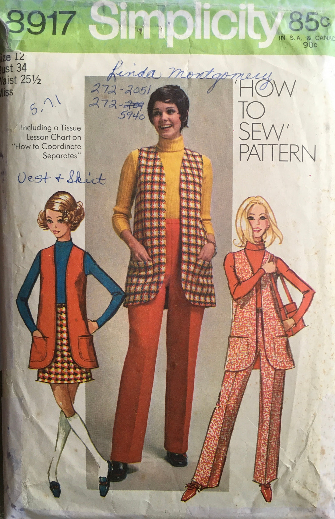 Simplicity 8917 Sewing Pattern (Vintage) CUT