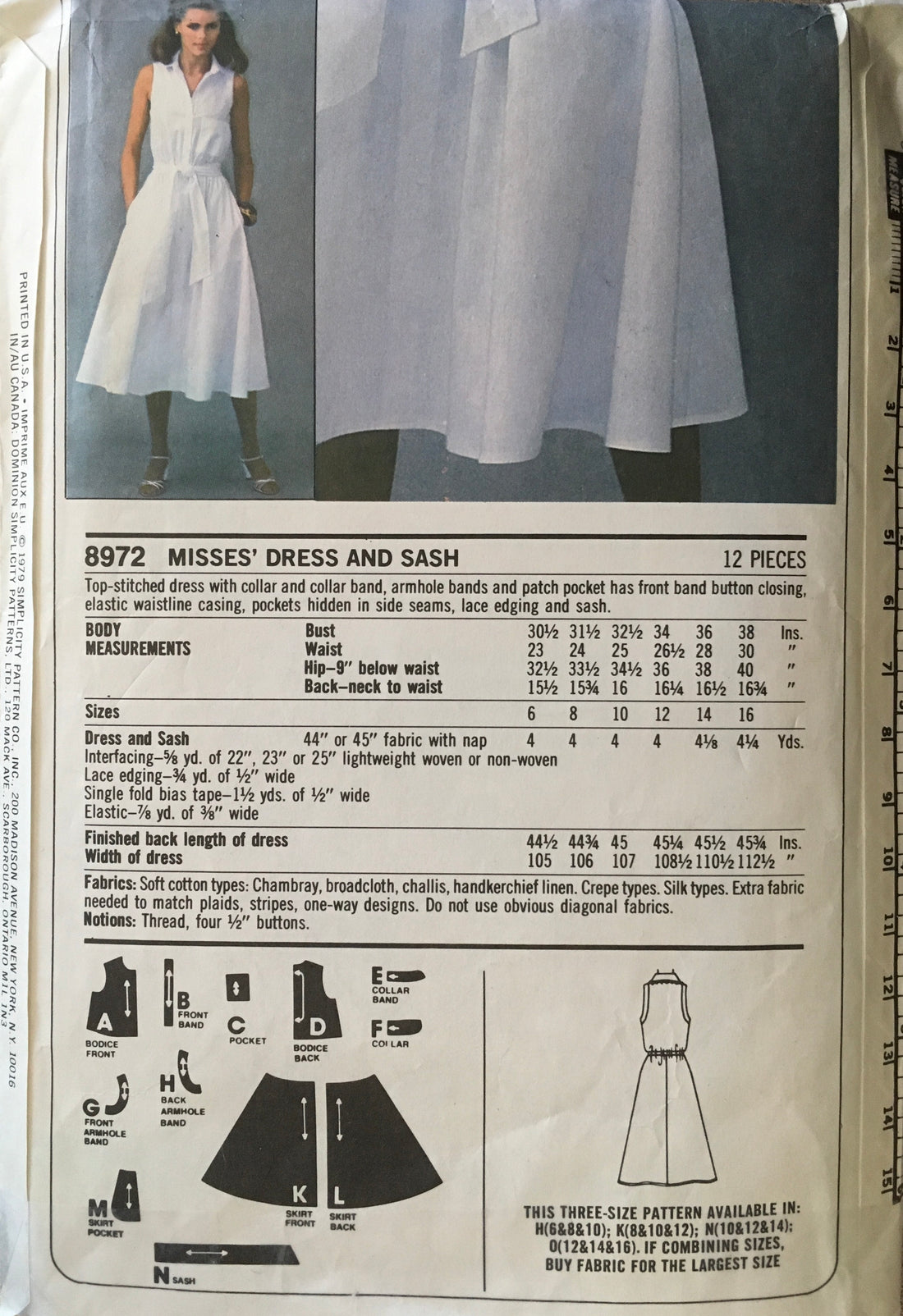 Simplicity 8972 Sewing Pattern (Vintage) CUT
