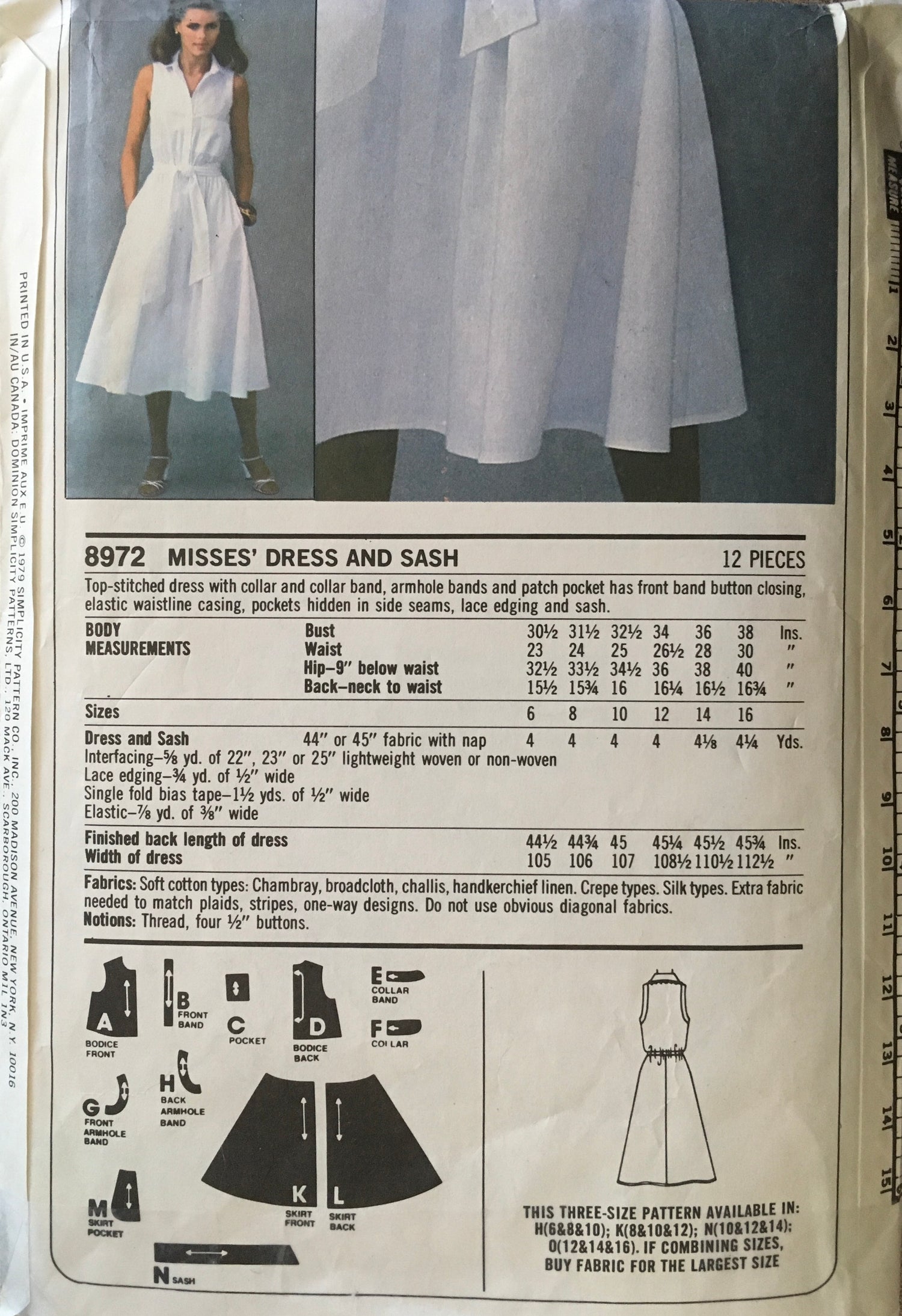 Simplicity 8972 Sewing Pattern (Vintage) CUT
