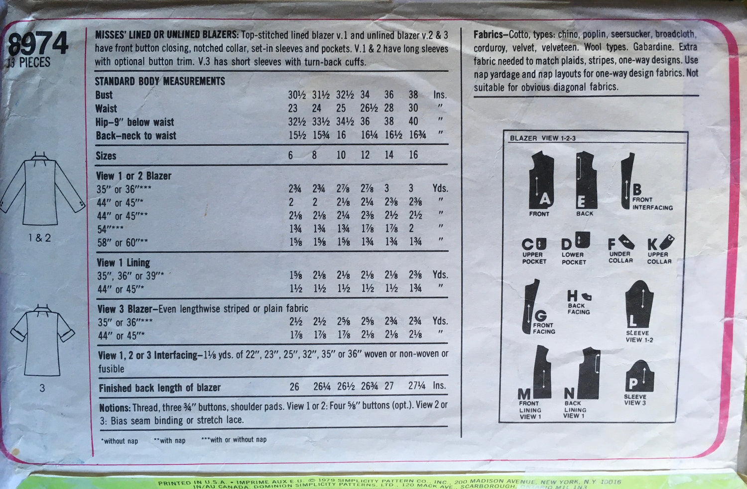 Simplicity 8974 Sewing Pattern (Vintage) CUT