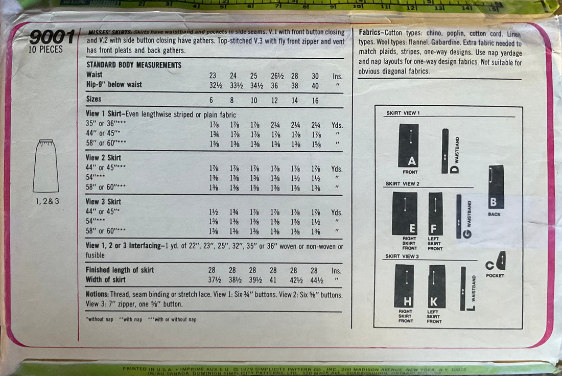 Simplicity 9001 Sewing Pattern (Vintage) CUT