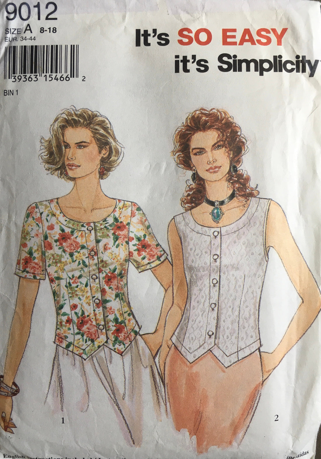 Simplicity 9012 Sewing Pattern (Vintage) CUT
