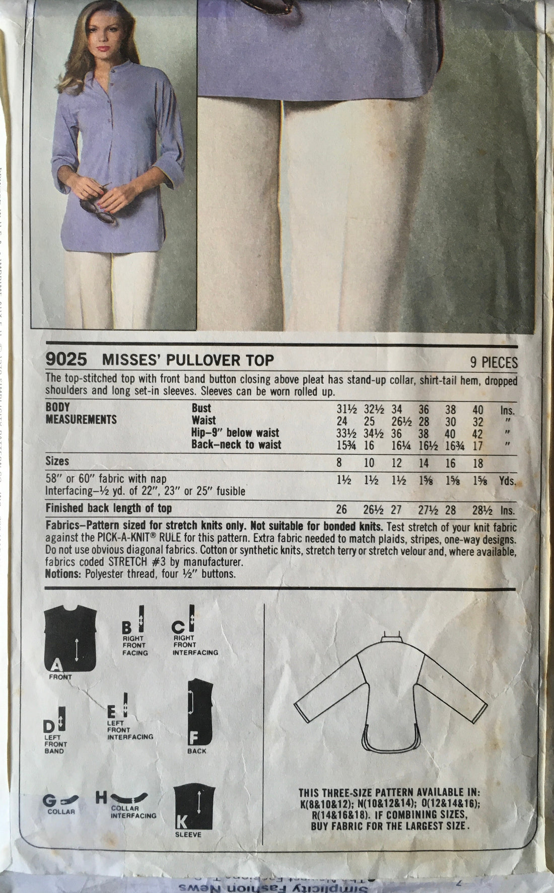 Simplicity 9025 Sewing Pattern (Vintage) CUT