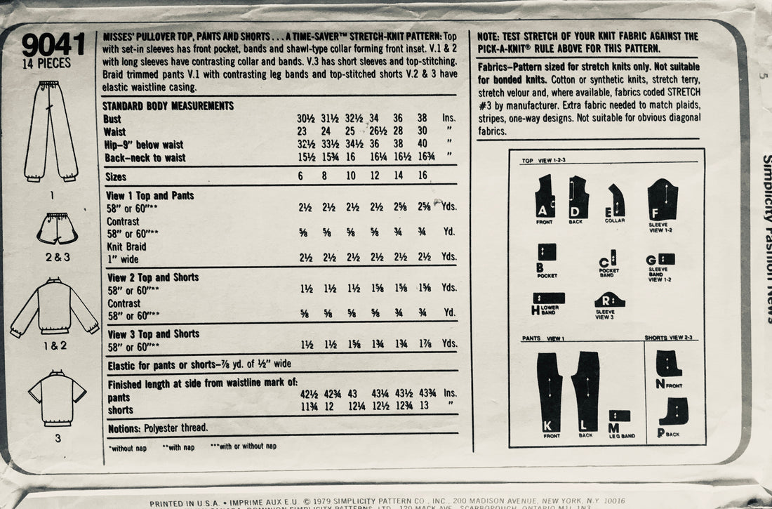 Simplicity 9041 Sewing Pattern (Vintage) UNCUT/CUT