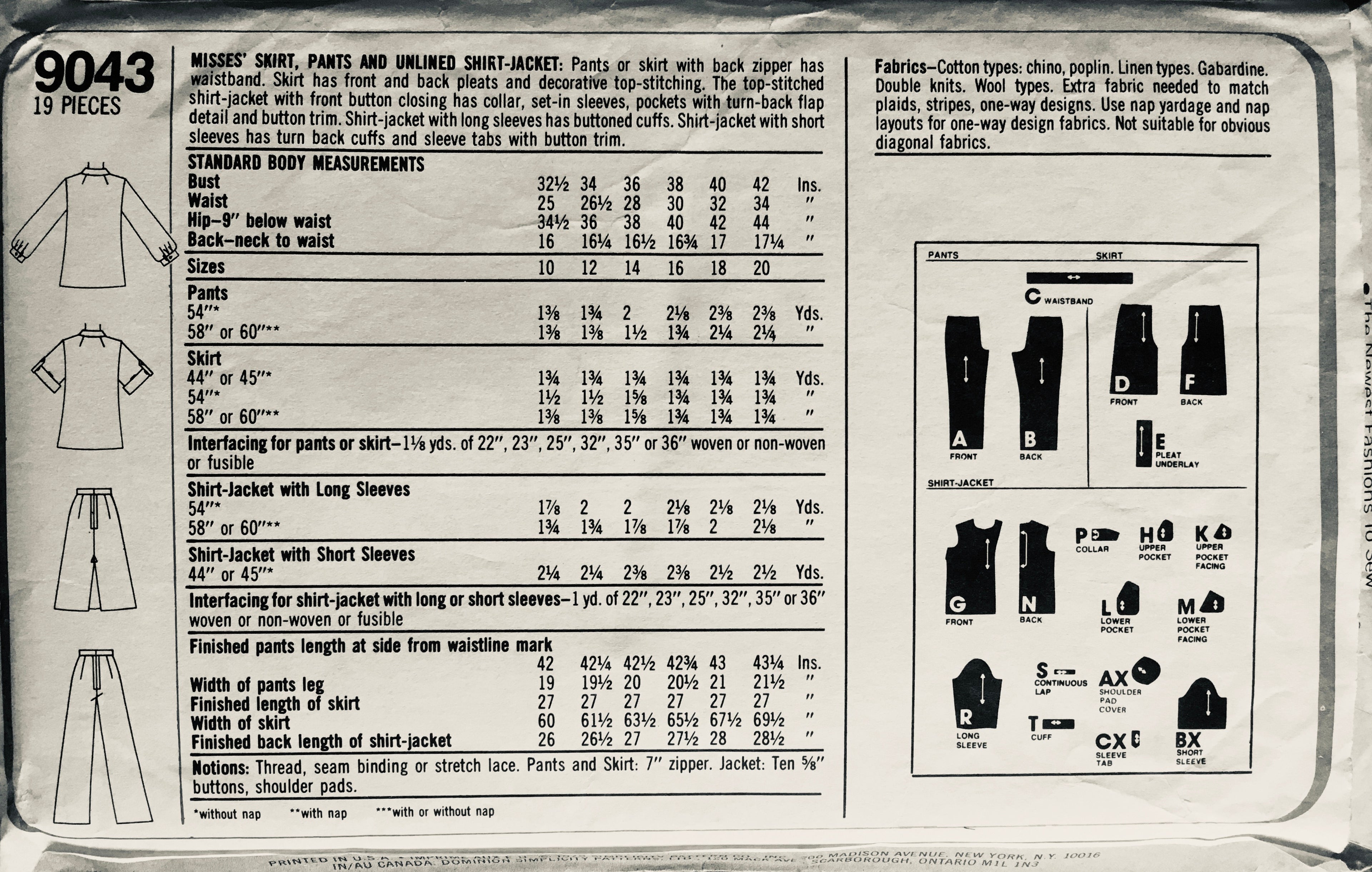 Simplicity 9043 Sewing Pattern (Vintage) CUT
