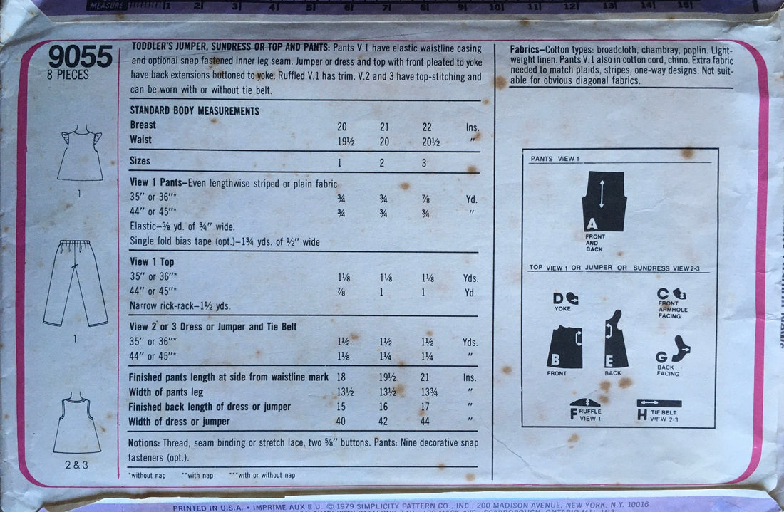 Simplicity 9055 Sewing Pattern (Vintage) CUT